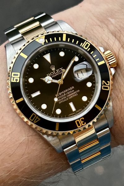 Solgt. Ny på vei inn. Rolex Submariner Date 16613LN – Stål/Gull 2007
