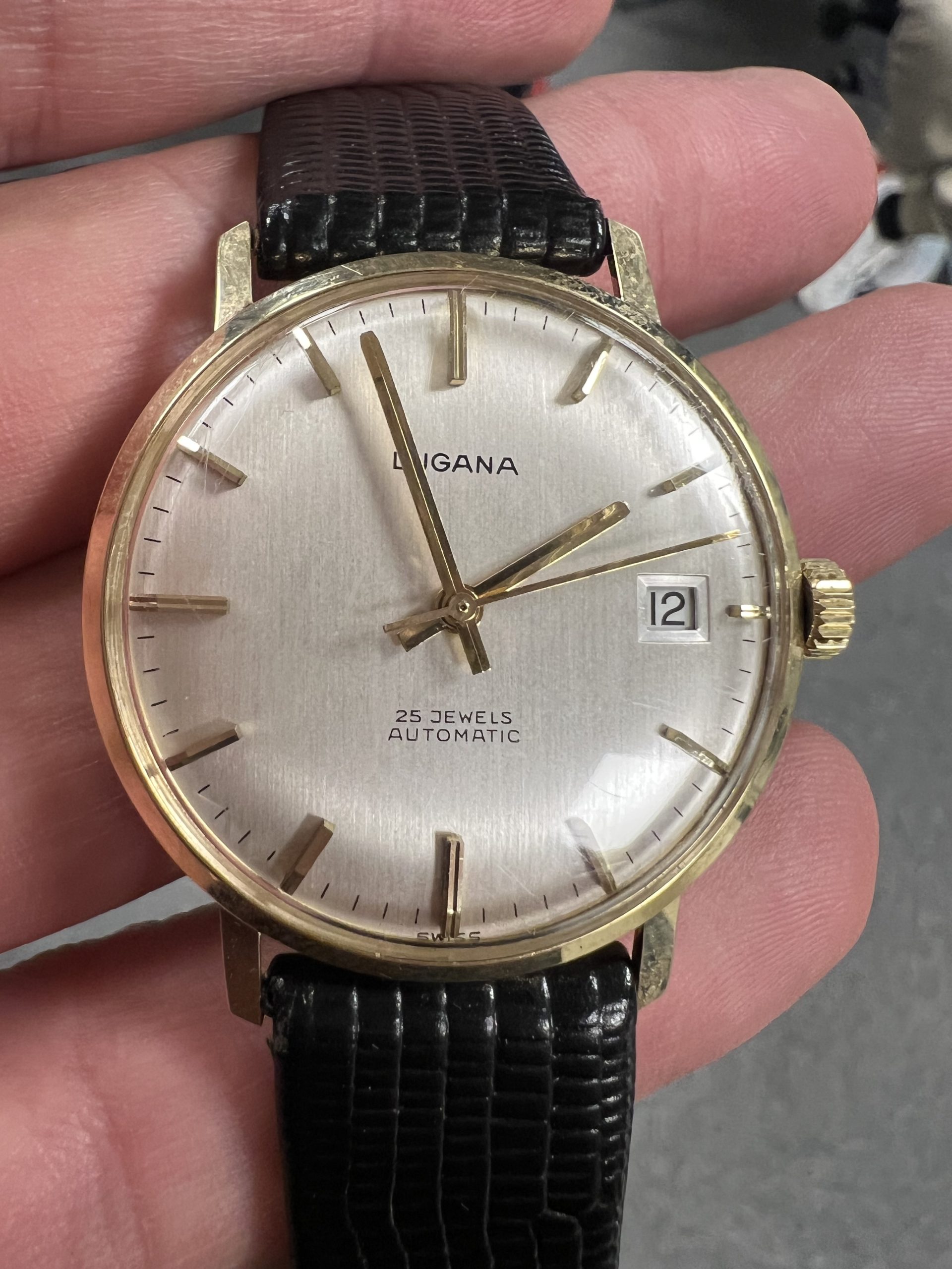 Vintage Lugana herreklokke i 14K gull - Bilde 8