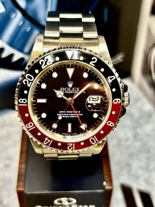 Solgt-Rolex GMT-Master II  Ref. 16710 – 1993 Modell – Coke – 100% Strøken
