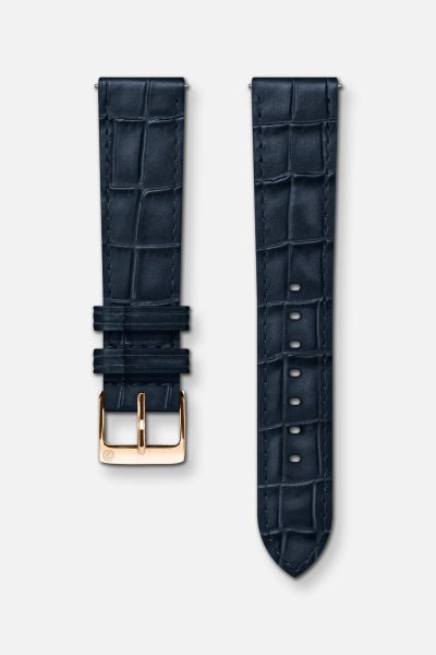 Charlie Paris Blå krokodillemønstret skinnreim 18mm