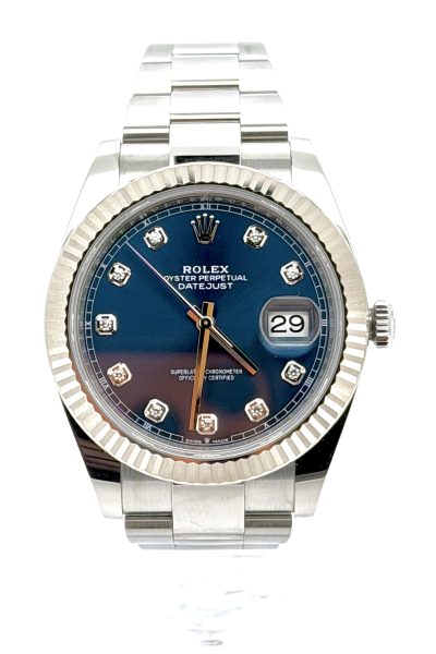 ROLEX DATEJUST 41 – BLUE DIAL / DIAMOND – 2023 MODELL – KOMPLETT SETT