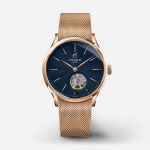 Charlie Paris INITIAL 35 - Open Heart - Rose Gold & Blue