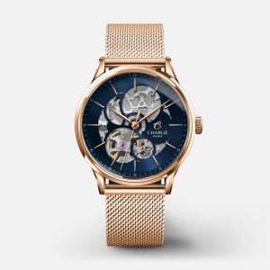 Charlie Paris INITIAL 36 - Skeleton - Rose Gold & Blue