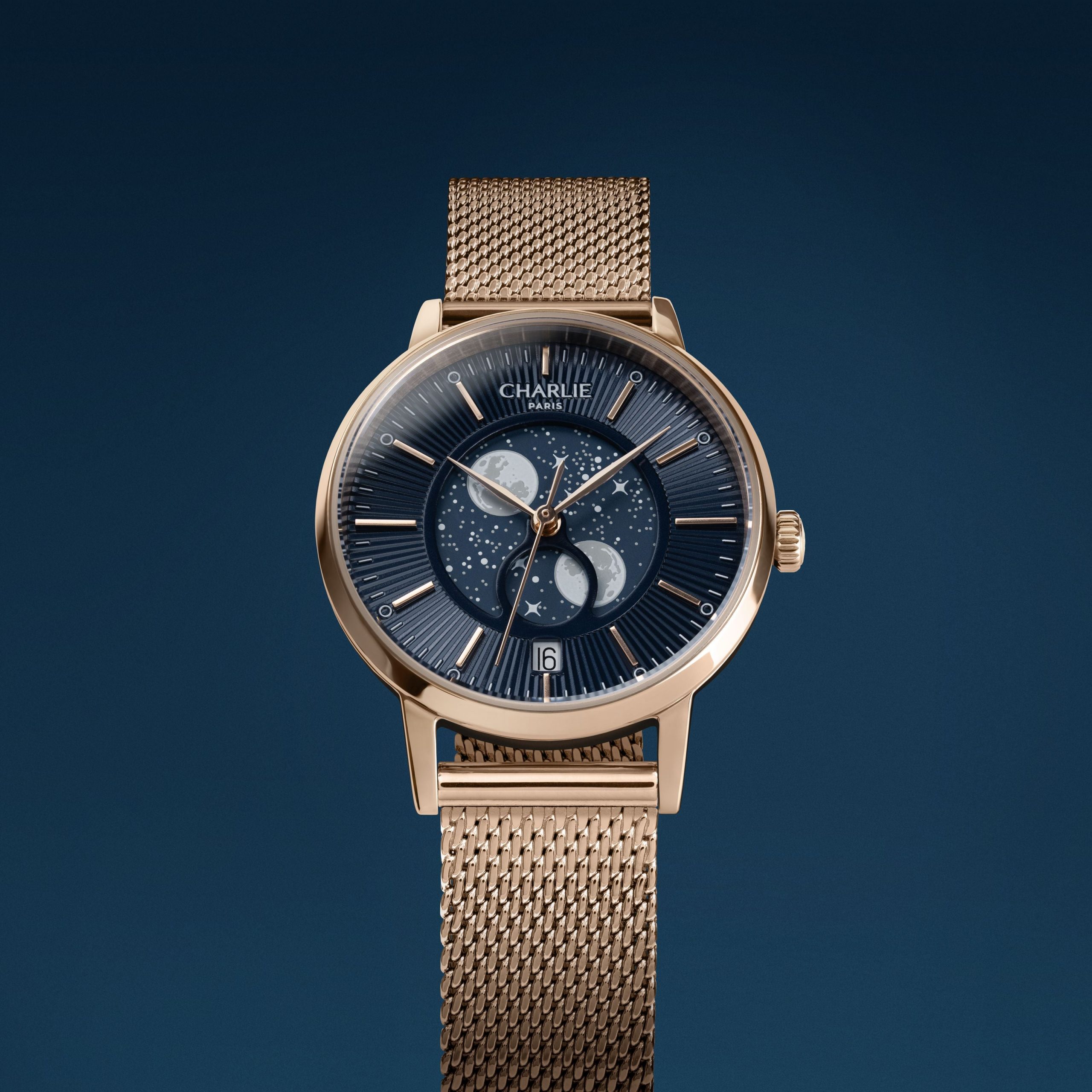 Charlie Paris SULLY - Moon phase - Rose Gold & Blue - Bilde 3