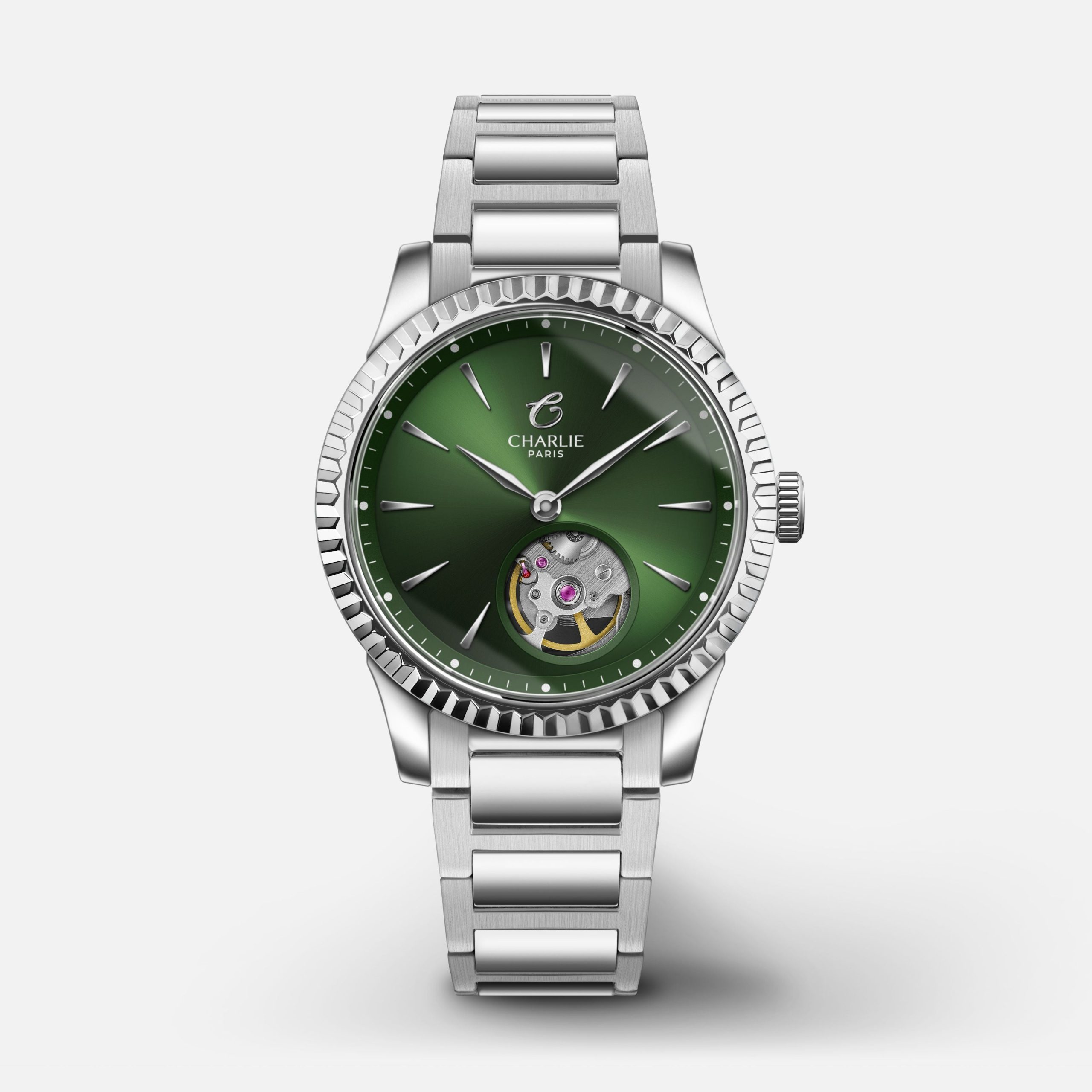 Charlie Paris Aurore Fluted Bezel - Open Heart - Tourmaline