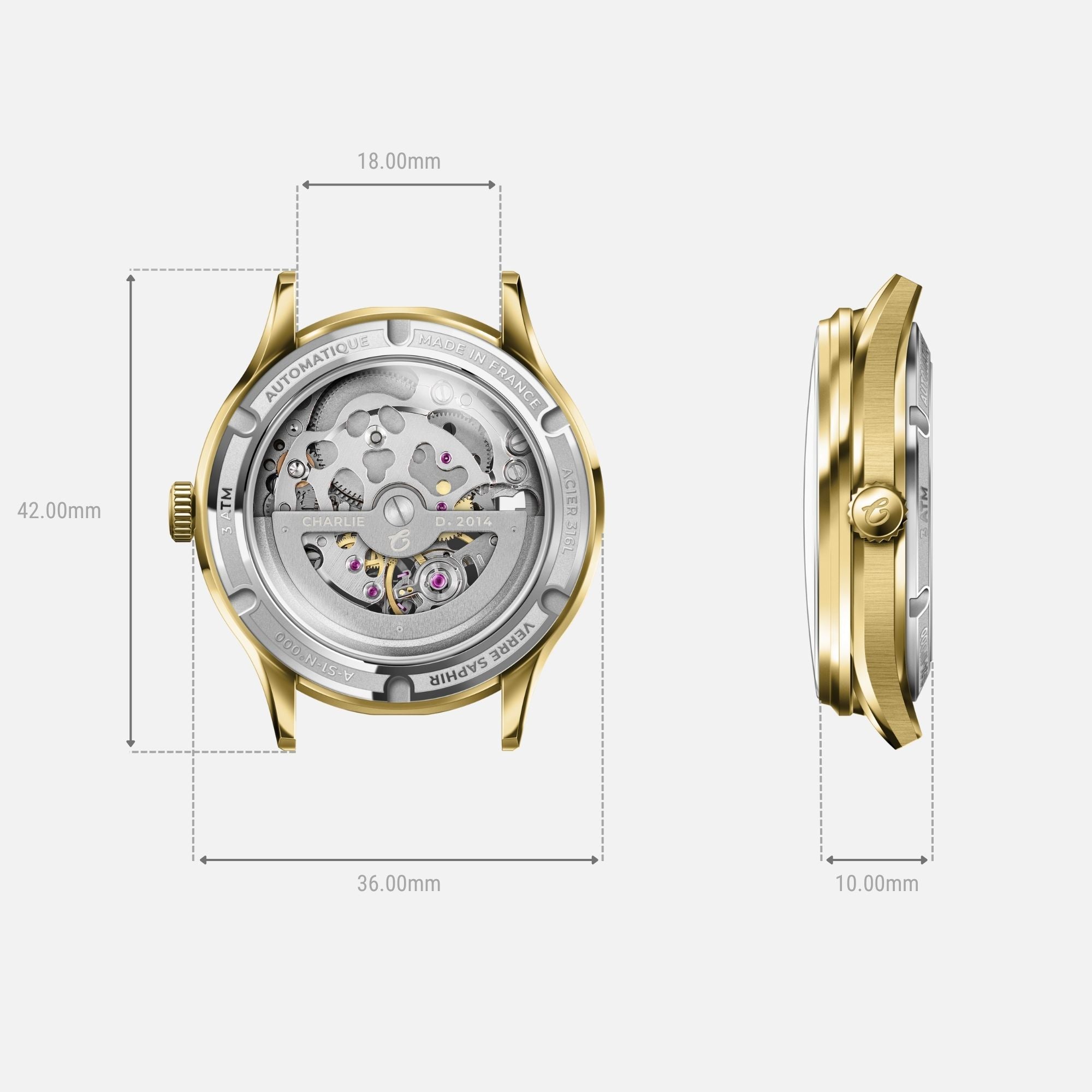 Charlie Paris INITIAL 36 - Skeleton - Gold - Bilde 6