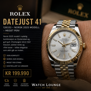 ROLEX DATEJUST 41 126333 – NORSK 2025 MODELL – MEGET PEN!