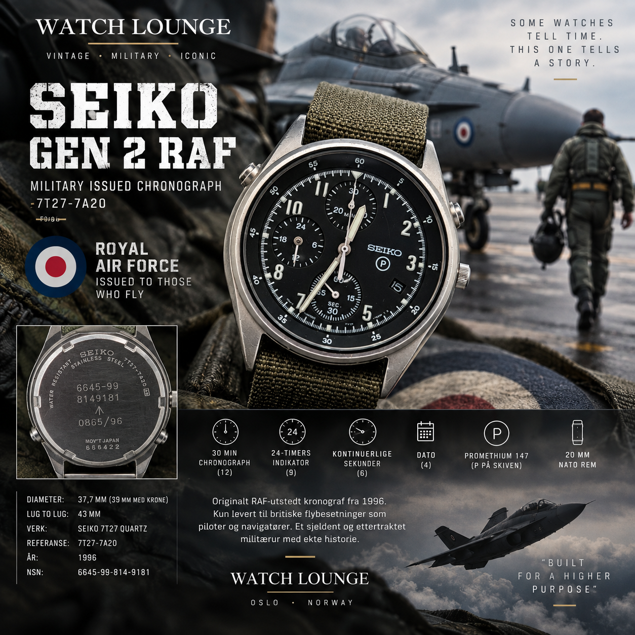 SEIKO GEN 2 7T27-7A20 RAF Military Issued Chronograph – 1996