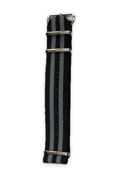 NATO strap sort og grå 22mm